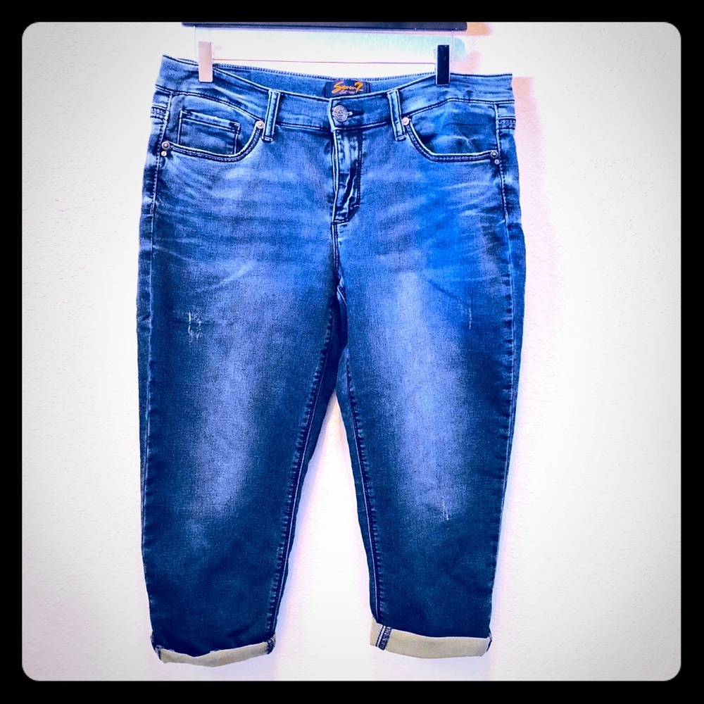 Seven7 Cropped Stretch Jeans Girlfriend Size 12